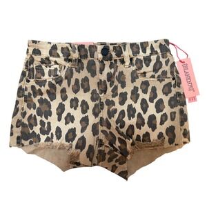 BLANKNYC Kids The Mini Barrow Leopard Print‎ Cutoff Denim Shorts Size 12 Kids